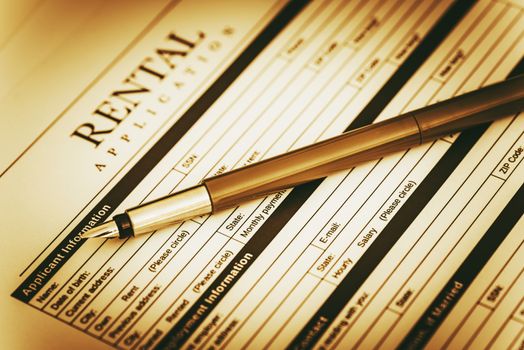 Renter Application Signing Concept. Rental Legal Document. 