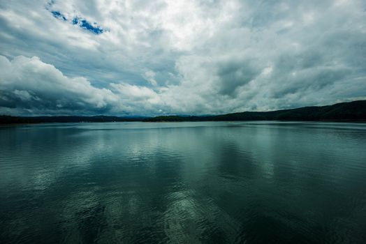 Stormy Lake Scenery. The Solinskie Lake in Poland, Europe. Solina. Stormy Weather in Bieszczady.