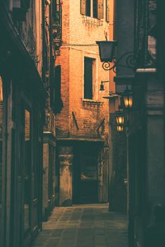 Venice Cozy Narrow Street. Venice, Italy. Italian Architecture.