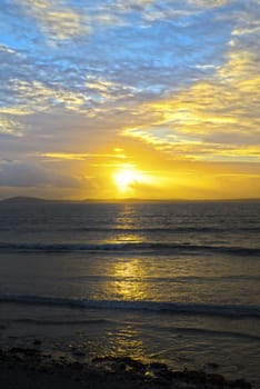 beal beach near ballybunion on the wild atlantic way ireland with an orange sunset