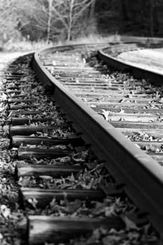 Beautiful black and white photo of the rural railroad