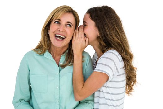 Daughter whispering something to her mother