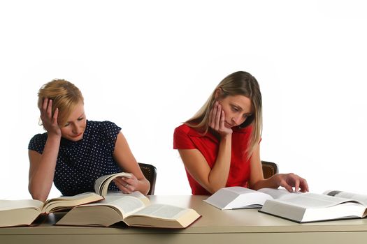 Young girls studying