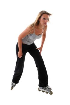 Pretty girl rollerskating