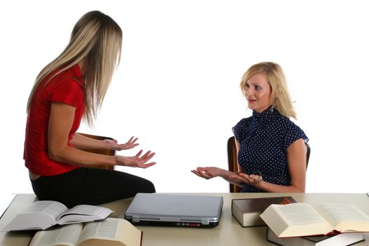 Young girls studying