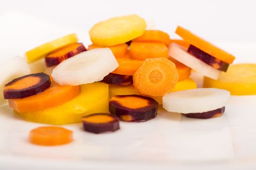 variety of raw carrots, vitamines, diet and health