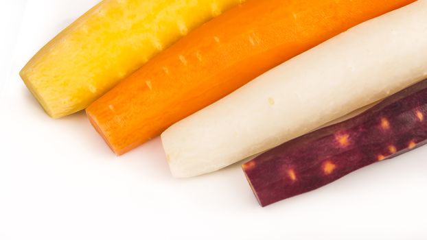 variety of raw carrots, vitamines, diet and health