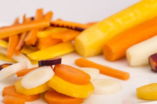 variety of raw carrots, vitamines, diet and health