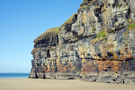 blue skies and sea at ballybunion beach and cliffs on the wild atlantic way