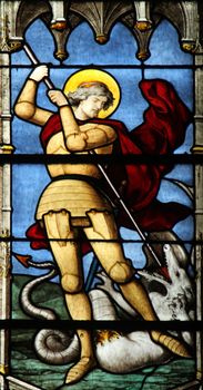 Saint George slaying the dragon, Saint Severin church, Paris, France