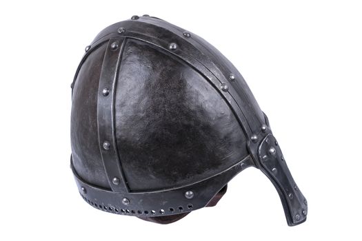 Heavy duty conical norman helmet isolated on a white background