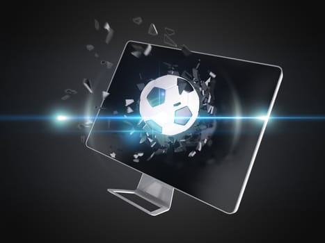 football destroy computer screen, technology background