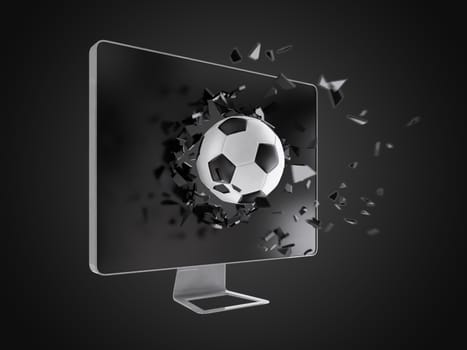 football destroy computer screen, technology background