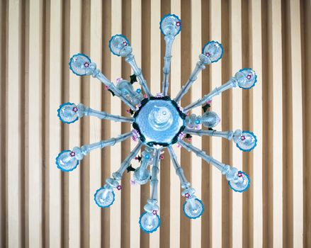 Antique chandelier of blown glass, handmade by master glassblowers of Burano, Italy.