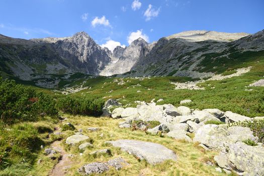 Tatra Mountains Slovakia with rocks in foreground  Lomnicky stit