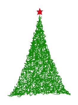 christmas tree hand draw isolated on white background