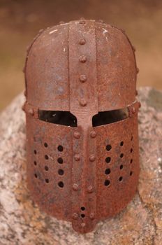Old rusted knight mask