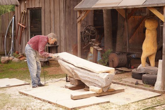 Carpenter working outside