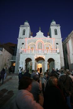 Church of Jesus' first miracle. Franciscans in the Holy Land take care about most of the churches and shrines., Cana, Israel on December 30, 2007.