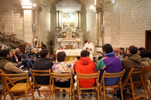 The Church of Jesus' first miracle. Couples from all over the world come to renew their wedding vows, Cana, Israel on December 30, 2007.