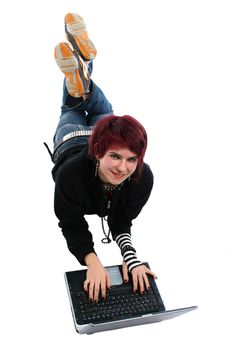 Teenage girl with laptop