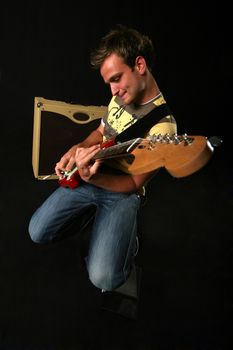 Guitarist with his guitar