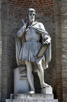 Antonio da Correggio (1489-1534). italian painter. Statue by Agostino Ferrarini. Garibaldi Square. Parma. Italy.