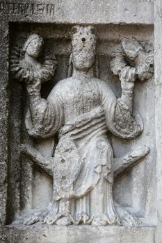 Relief at the baptistry from Parma, Emilia Romagna, Italy
