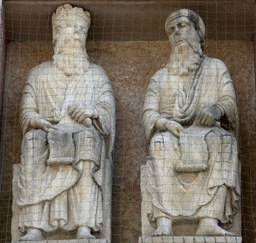 Saints, marble statue on the Baptistery, Parma Emilia-Romagna Italy