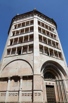Baptistery on Piazza del Duomo in Parma, unesco world heritage in Italy