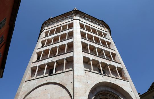 Baptistery on Piazza del Duomo in Parma, unesco world heritage in Italy