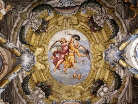 Fresco in the dome of the Saint Lucia church, Parma, Italy