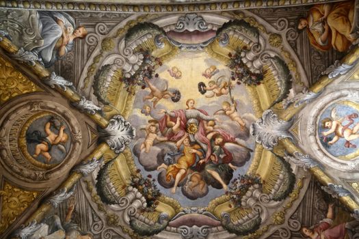 Fresco in the dome of the Saint Lucia church, Parma, Italy