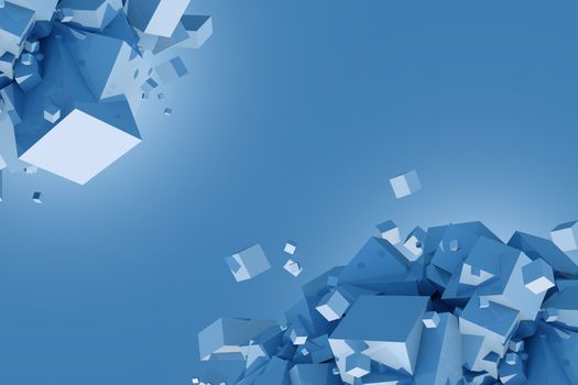 Blue Cubes Concept Illustration with Copy Space