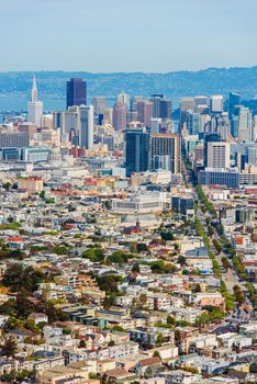 San Francisco Cityscape During Day Hours. Vertical Photography. San Francisco, California, United States.