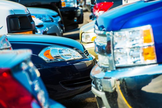 Tight Car Parking Closeup. Tight Streets and Parking Spaces Car Driving Concept Photo.