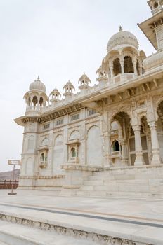 Jaswant Thada. Ornately carved white marble tomb of Jodhpur, India