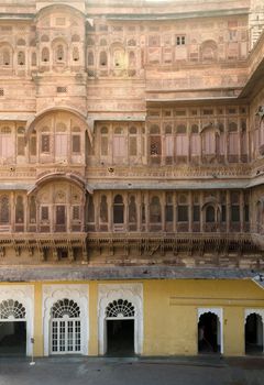 Facade of Meherangarh fort in jodhpur, india 