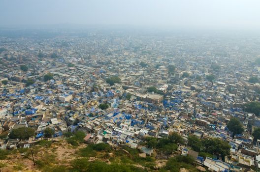 View of Jodhpur, The Blue City from Mehrangarh Fort, Rajasthan, India 