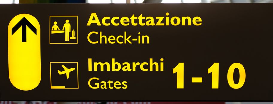 Airport information board in an Italian terminal