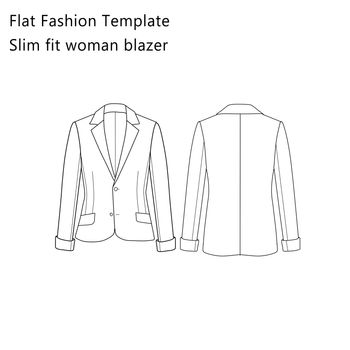Flat Fashion template - Slim Fit Woman Blazer