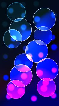 Dark blue circle abstract illustration background with white bright circles suitable for smartphone wallpaper