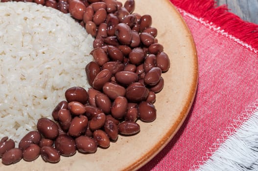 Bowl of white rice with red beans