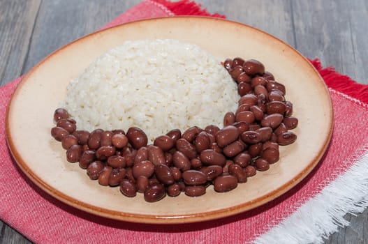 Bowl of white rice with red beans