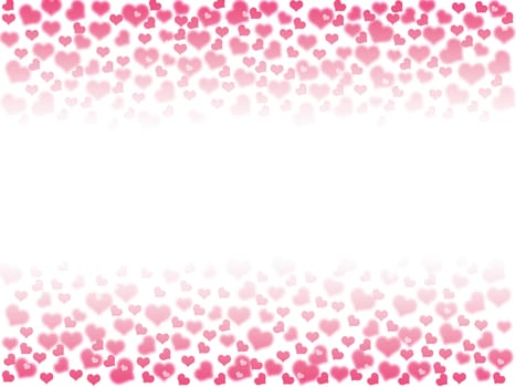 Illustration of a Valentines Day, heart bokeh background with copy space