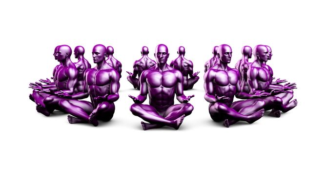 Man Sitting in the Lotus Position in Yoga as Art