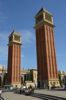 Venetian twin towers in Barcelona