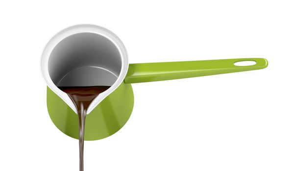 Pouring hot coffee from coffee pot