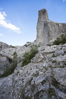 Rocky landscape on the mountain, Rarau summit: Lady's Stones