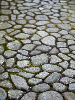 close up of cobblestone path